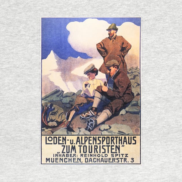 LODEN ALPEN SPORTS HOTEL for Tourists 1905 Vintage German Travel Advertisement by vintageposters